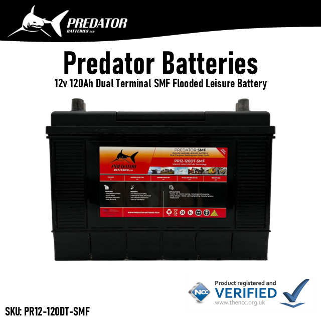 12V 120Ah Predator Batteries Sealed Lead Acid Dual Terminal Leisure Battery