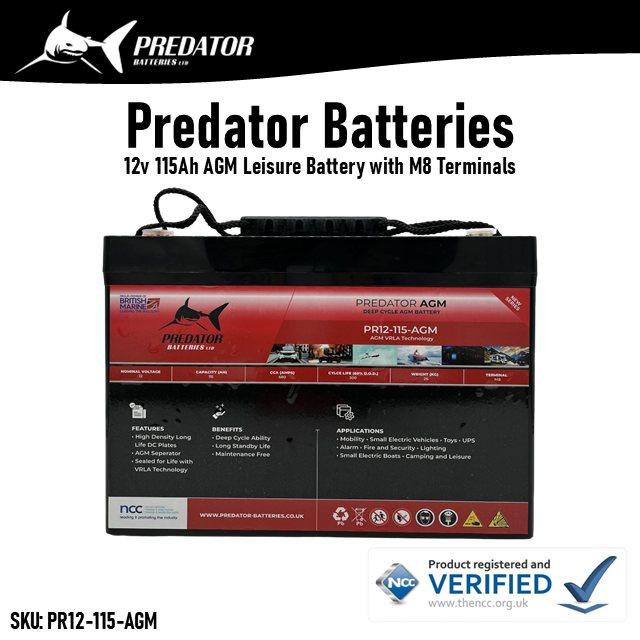12V 115AH PREDATOR BATTERIES AGM LEISURE BATTERY
