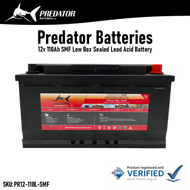 12V 110Ah Predator Batteries Sealed Lead Acid Low Box Leisure Battery