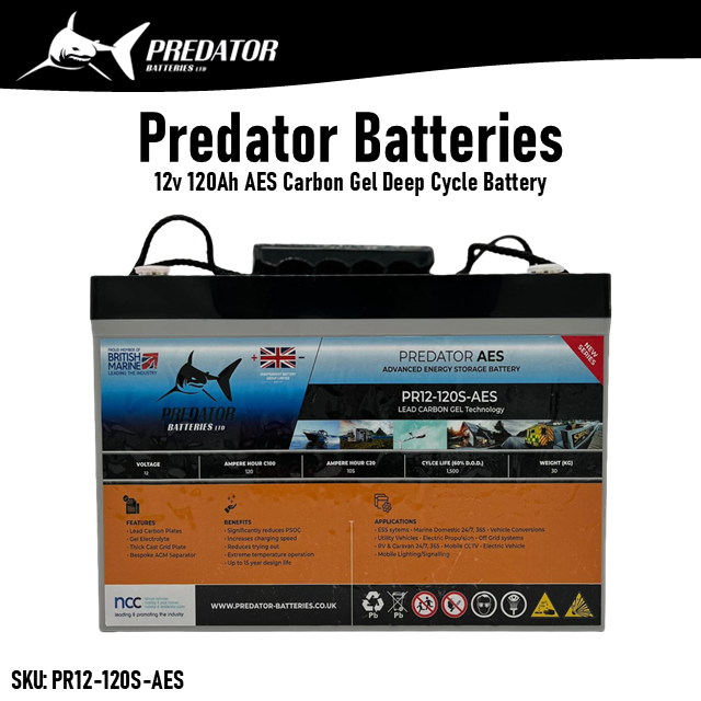 12v 120Ah Extra Deep Cycle Carbon Gel Leisure Battery with M8 Terminal