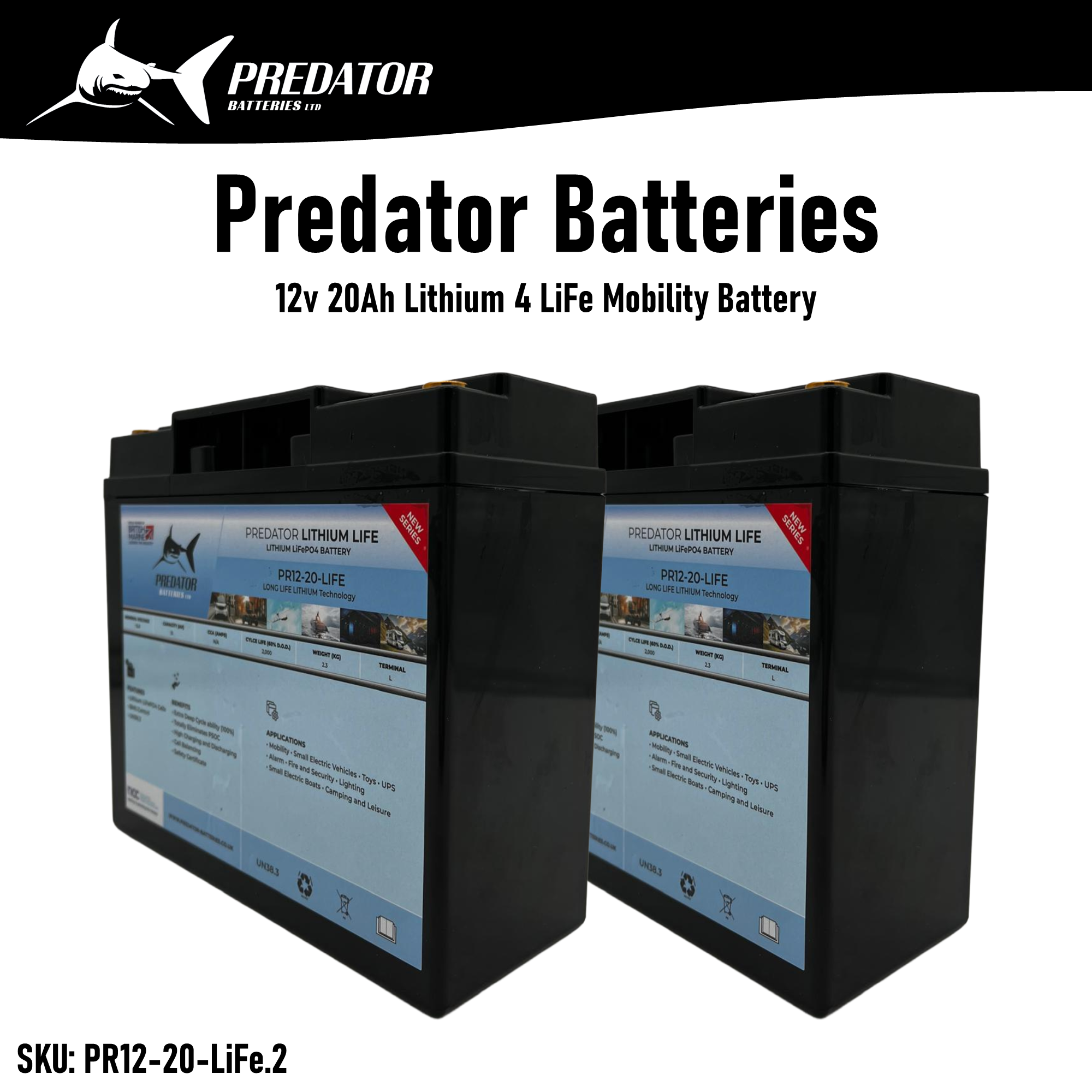 12v 20Ah LiFePO4 Mobility Battery
