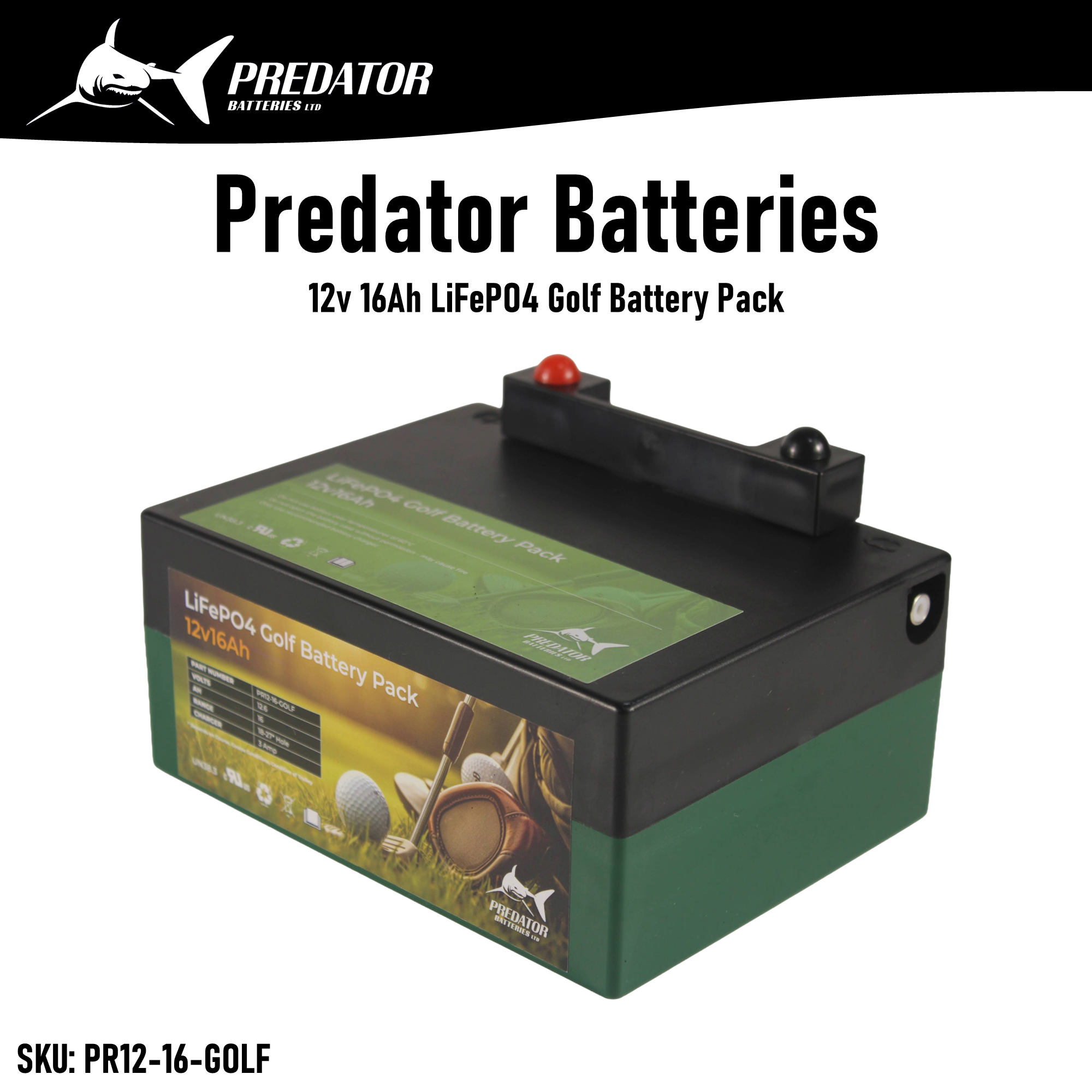 12v 16Ah Golf Trolley Battery & Charger