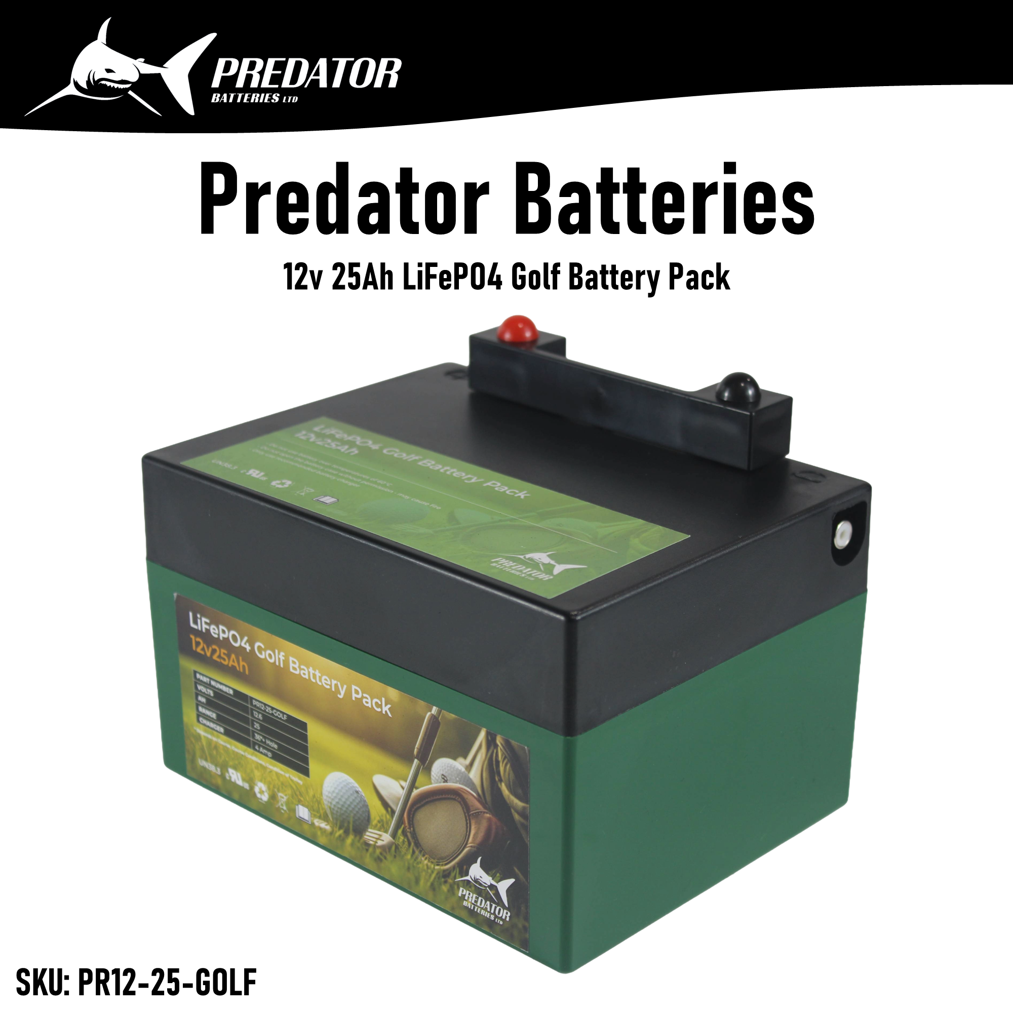 12v 25Ah Lithium Golf Trolley Battery & Charger